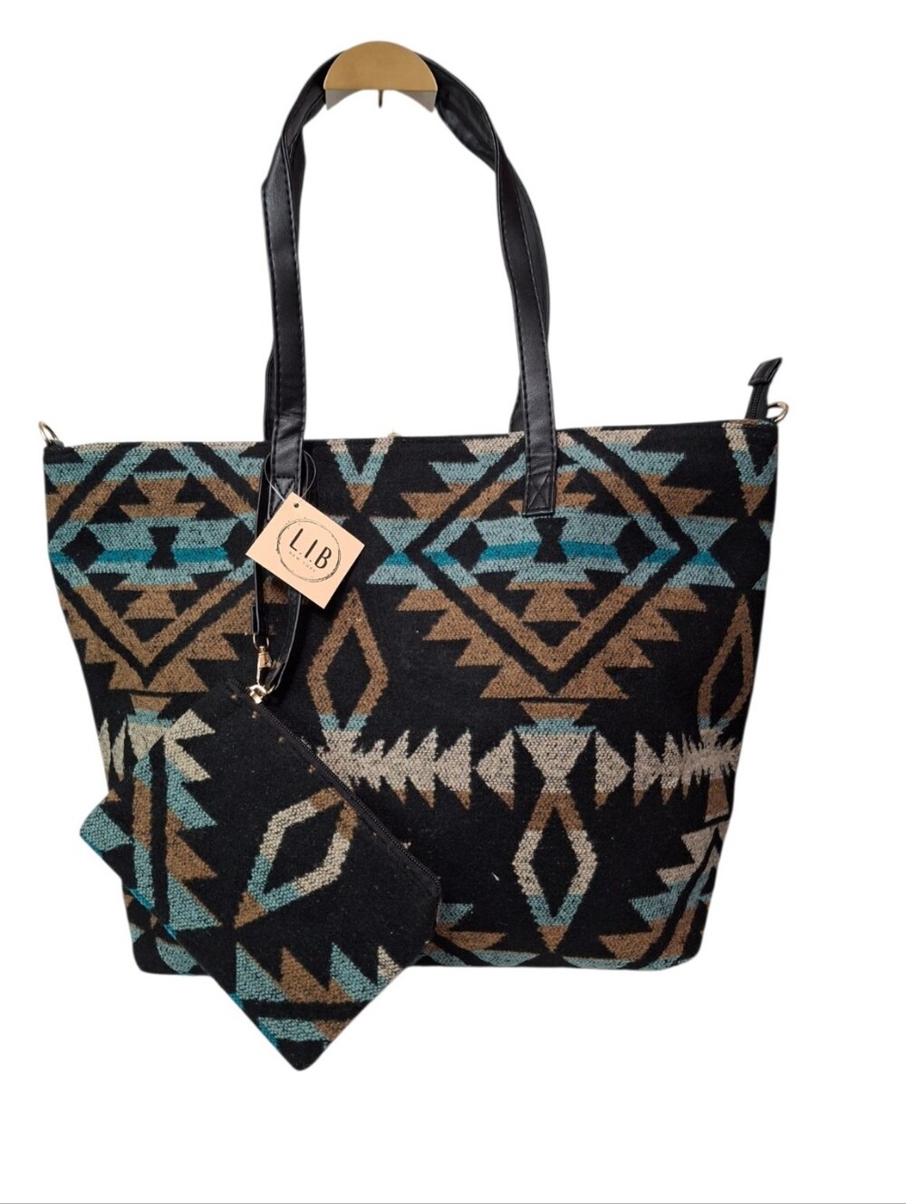 Southwestern tote with pouch NWT Black & Blue